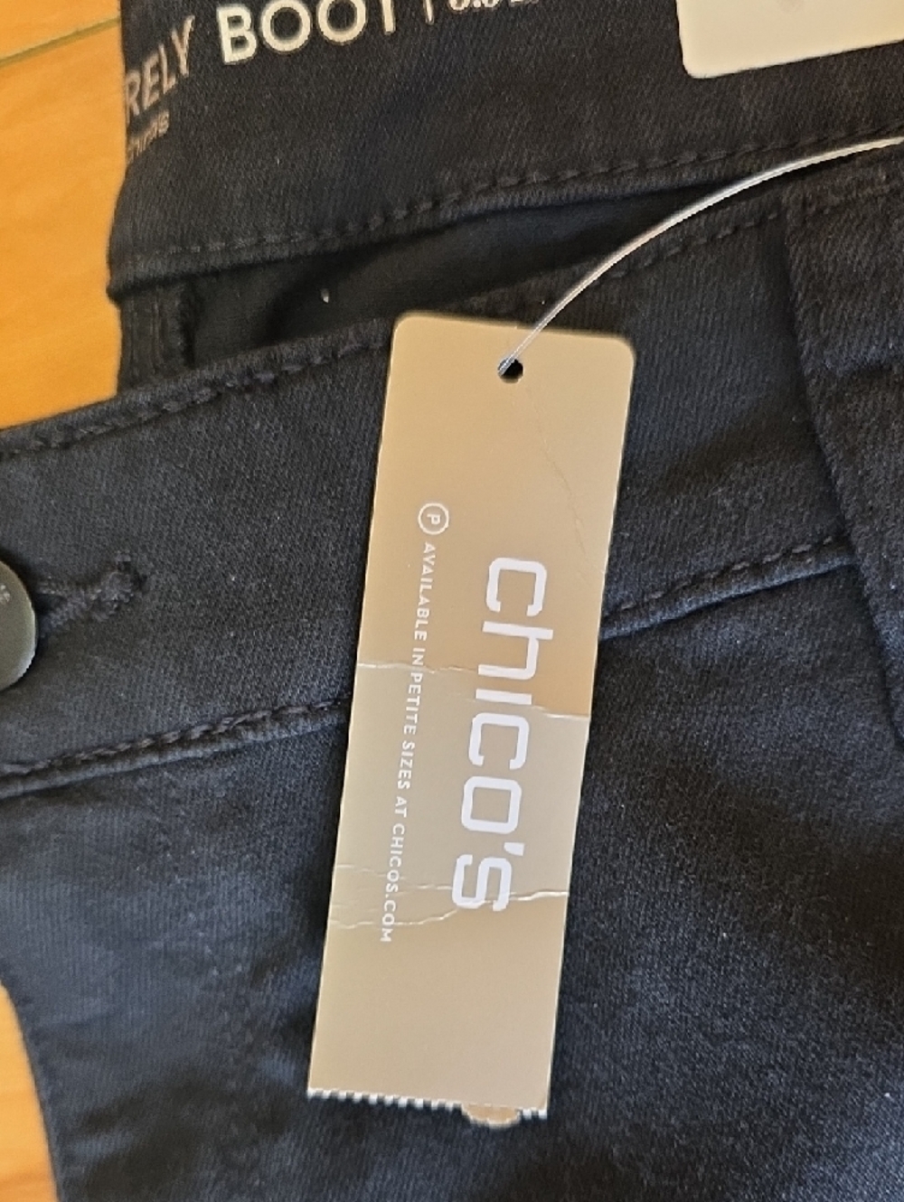 Chico's Platinum Barely Boot Black Stretch Denim 32” Ins Size 3.5 (18) NEW - Picture 2 of 14